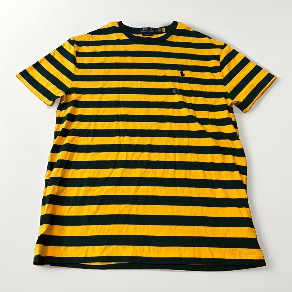 Polo Ralph Lauren Shirt Mens Small Striped Short Sleeve Round Neck Rugby